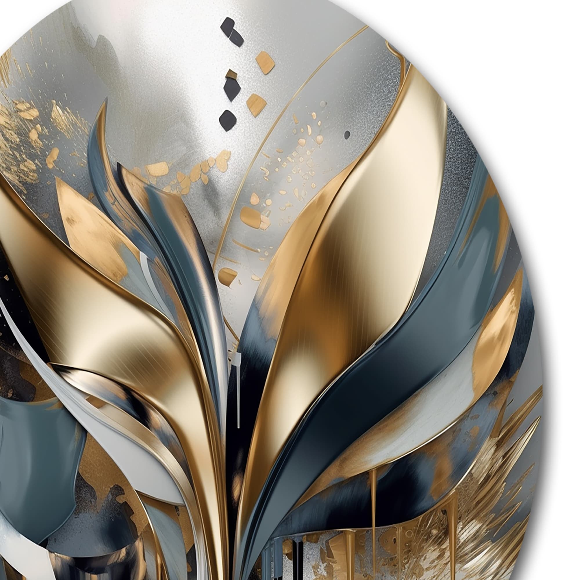 Designart Formes et lignes abstraites IV Art mural rond abstrait en marbre et métal
