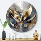 Designart Formes et lignes abstraites IV Art mural rond abstrait en marbre et métal