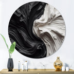 Décoration murale ronde en métal géométrique moderne Designart noir et blanc marbré Dreamscape V