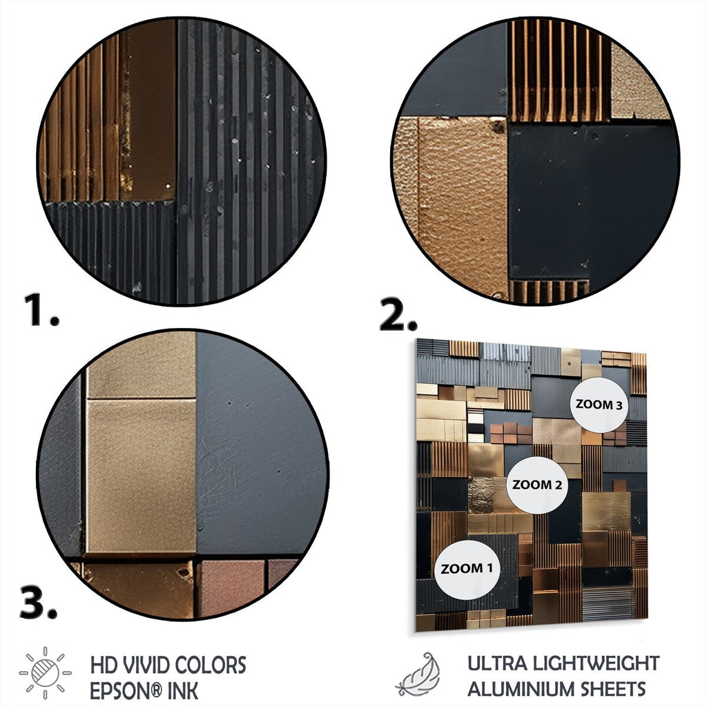 Designart Brown Abstract Tile Mosiac Charm Abstract Tile Metal Wall Art Décor mural en métal marron Œuvre d'art en métal moderne