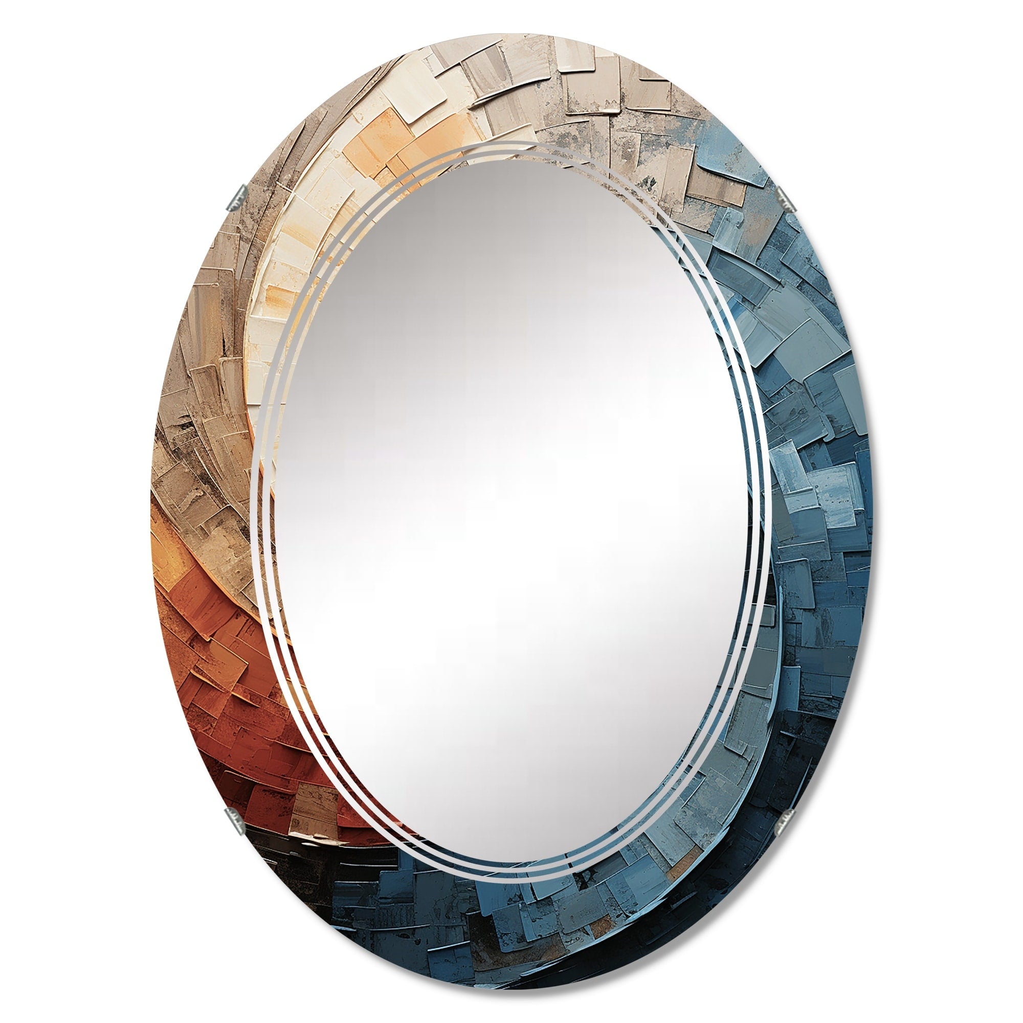 Miroir mural moderne abstrait en spirale avec collage Designart