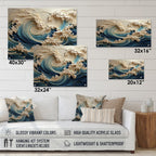 Décoration murale brillante en acrylique Motif vagues côtières, style III, motif vagues blanches et bleues, pour chambre à coucher