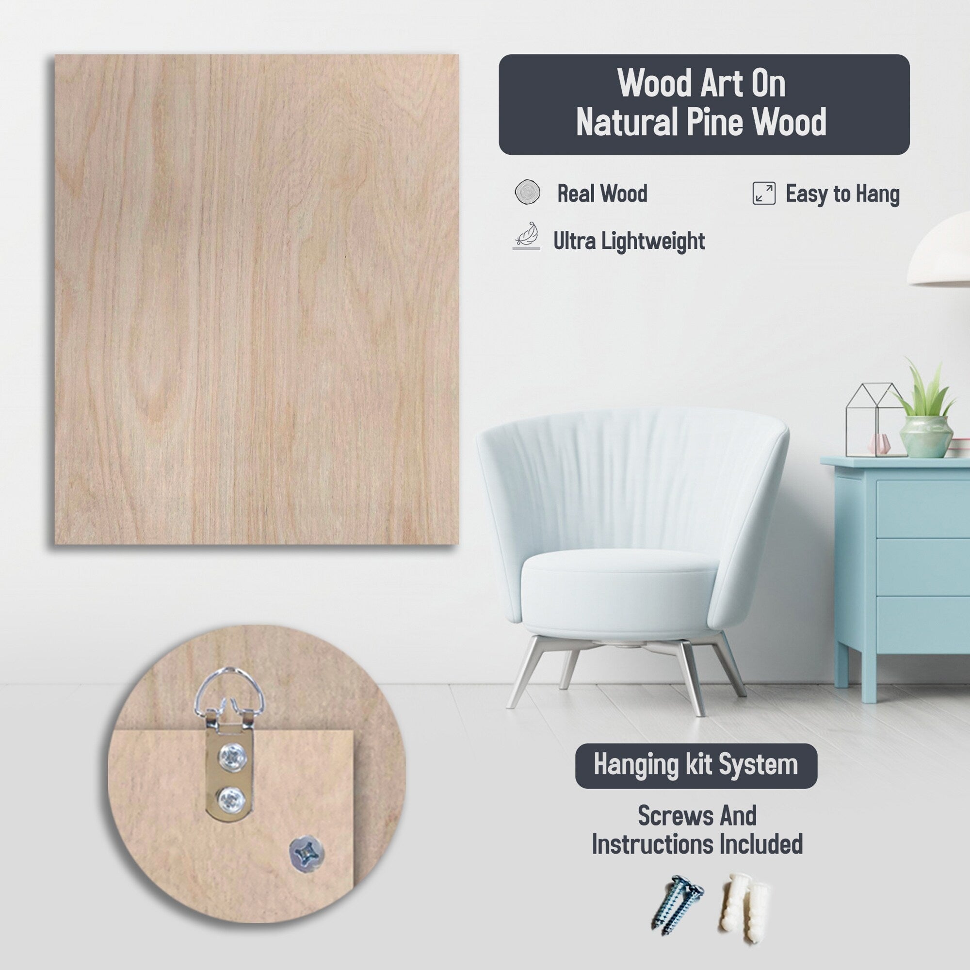 Décoration murale vintage en bois « Hearts » Desire, blanc vieilli, Designart - Pin naturel