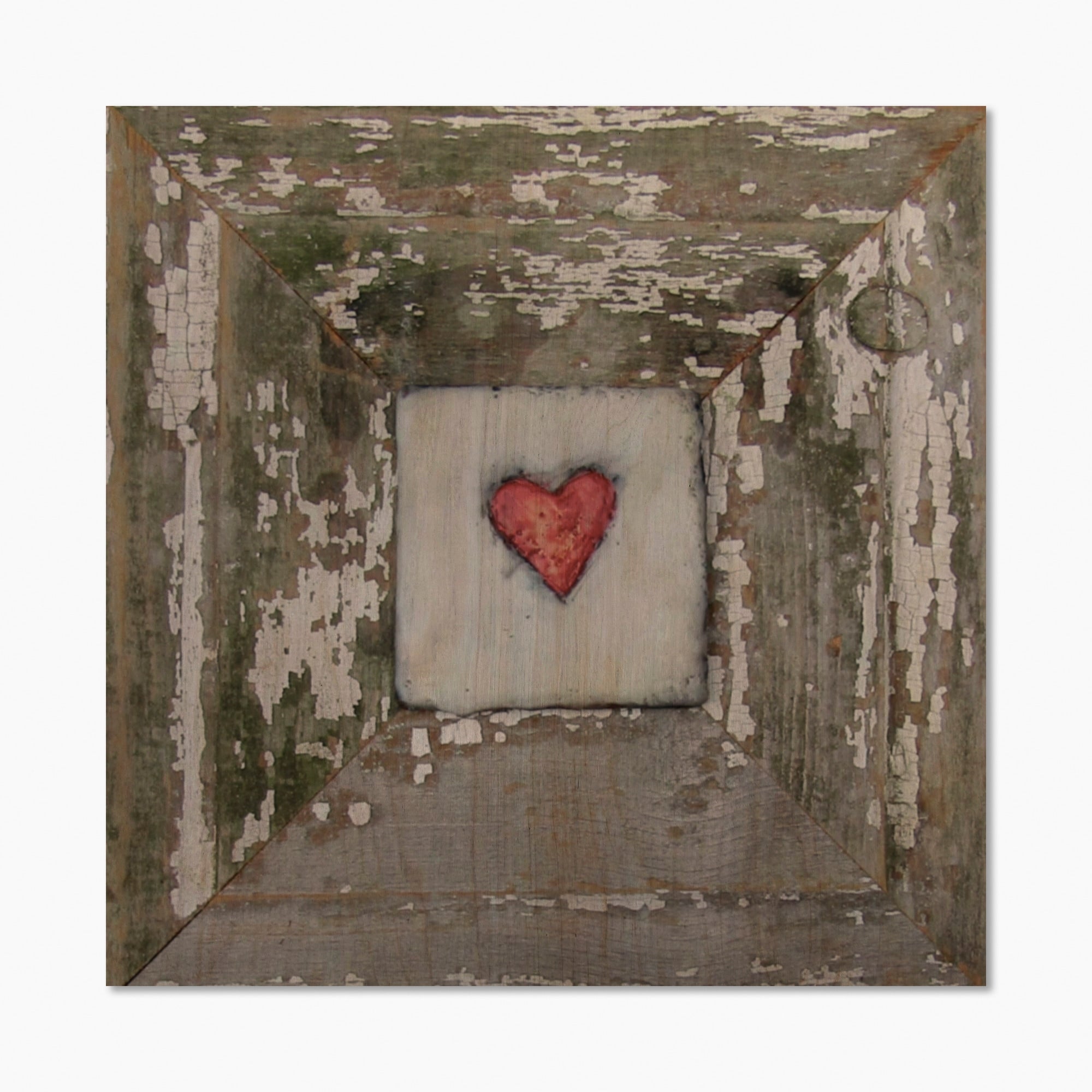 Décoration murale vintage en bois « Hearts » Desire, blanc vieilli, Designart - Pin naturel