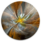 Designart « Fleur fractale jaune symétrique » Art numérique Cercle Métal Œuvre d'art