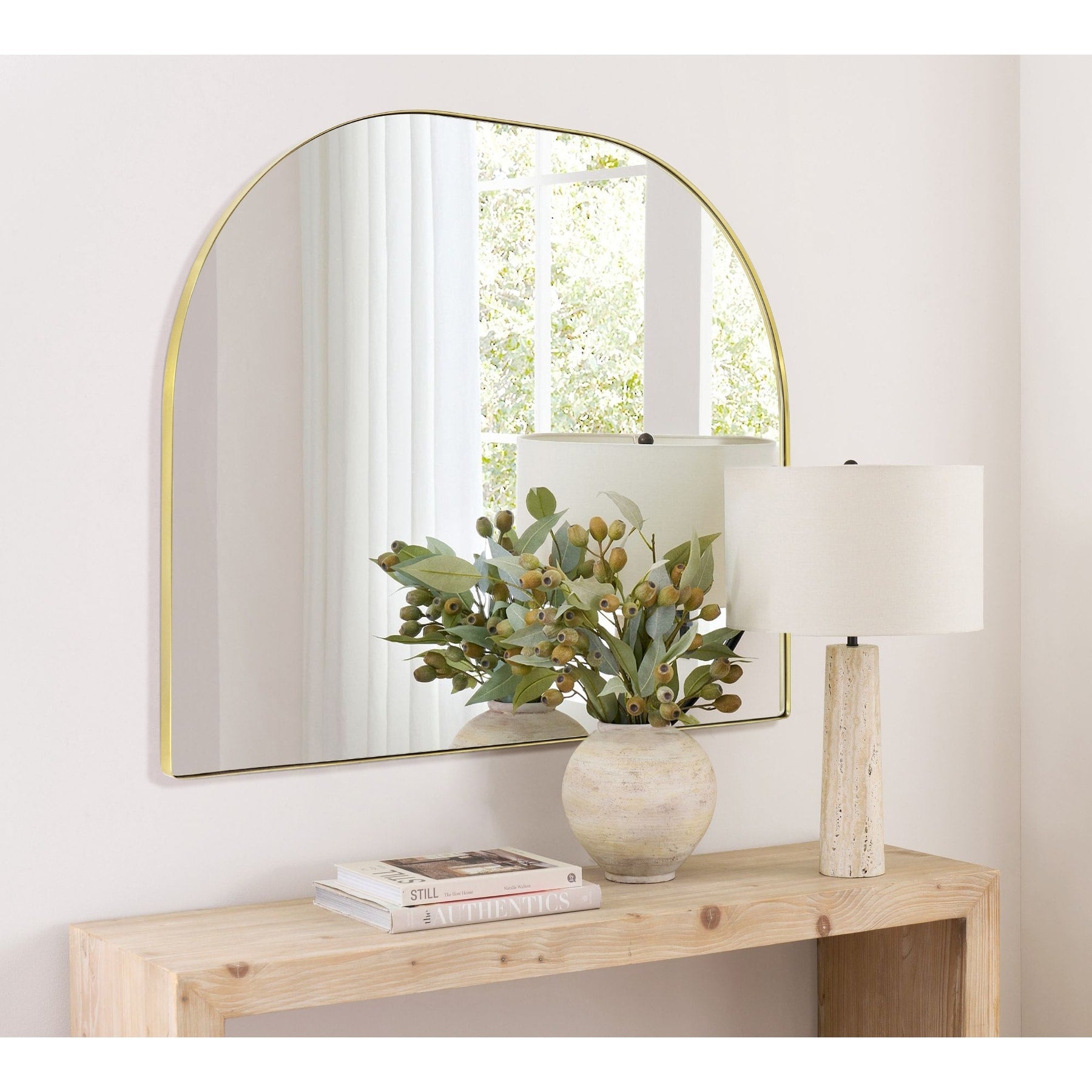 Grand miroir arqué TEHOME Dezerae pour manteau de cheminée, 40'' L x 32'' H