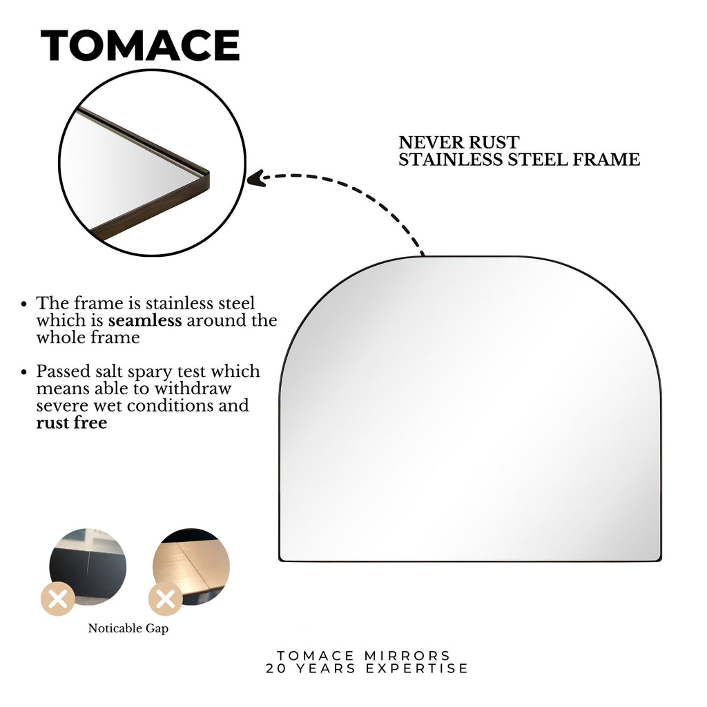 Grand miroir arqué TEHOME Dezerae pour manteau de cheminée, 40'' L x 32'' H