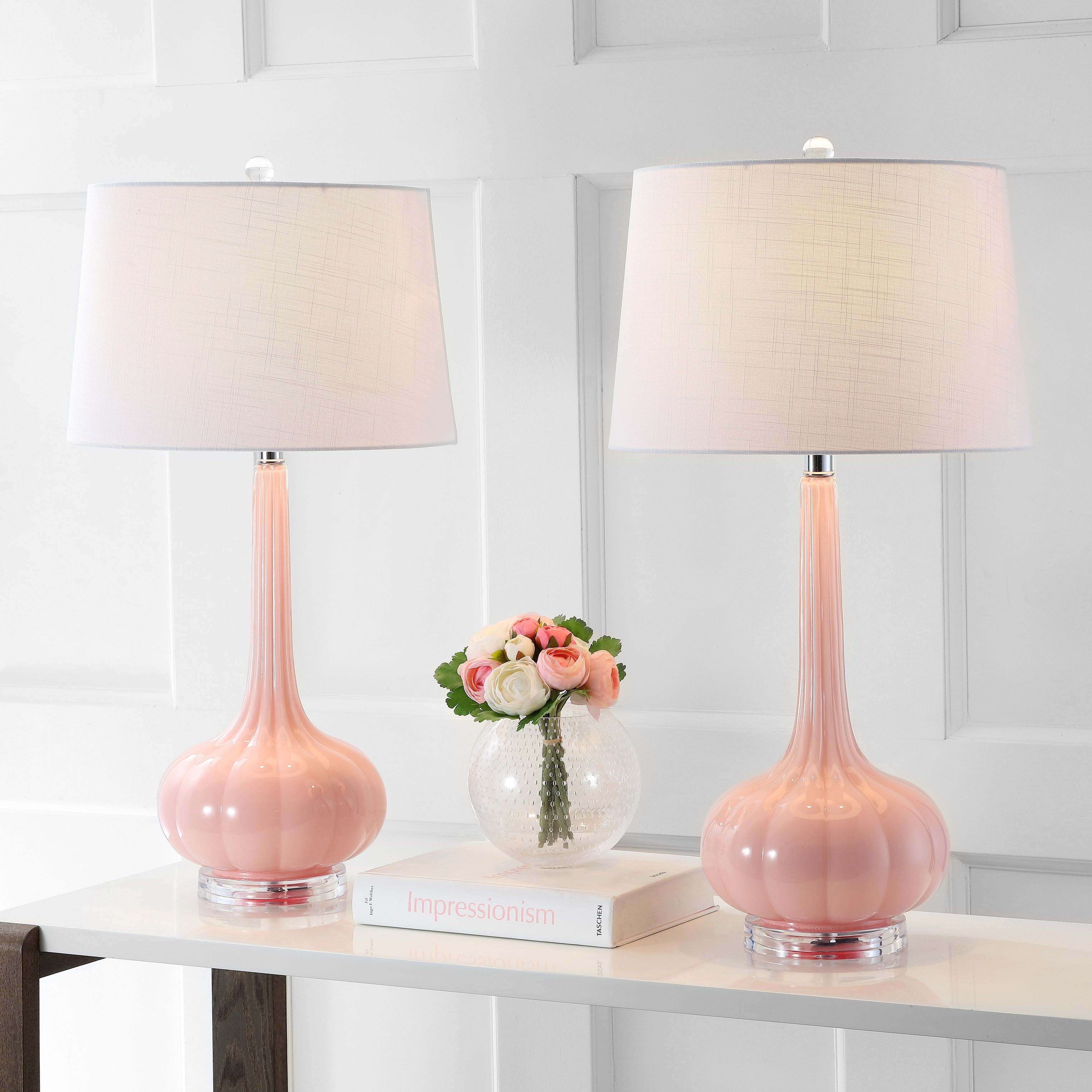 Lampe de table à LED Diamante 28,5 en verre rose (lot de 2) par JONATHAN Y