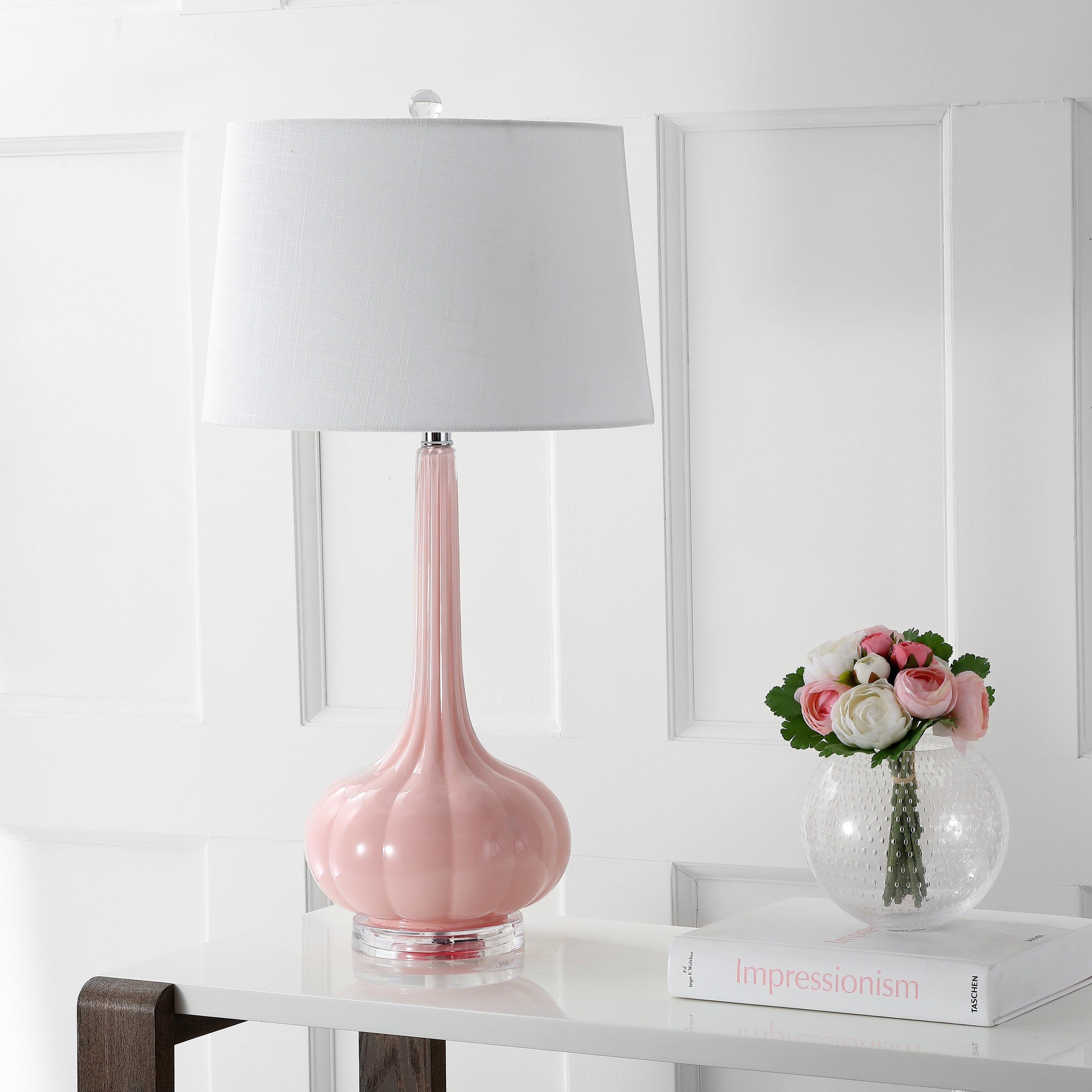 Lampe de table à LED Diamante 28,5 en verre rose (lot de 2) par JONATHAN Y