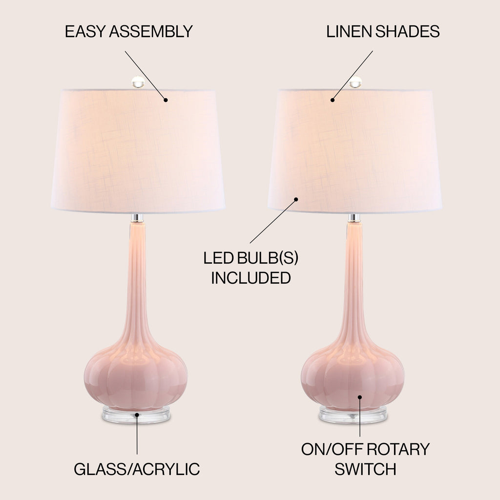 Lampe de table à LED Diamante 28,5 en verre rose (lot de 2) par JONATHAN Y
