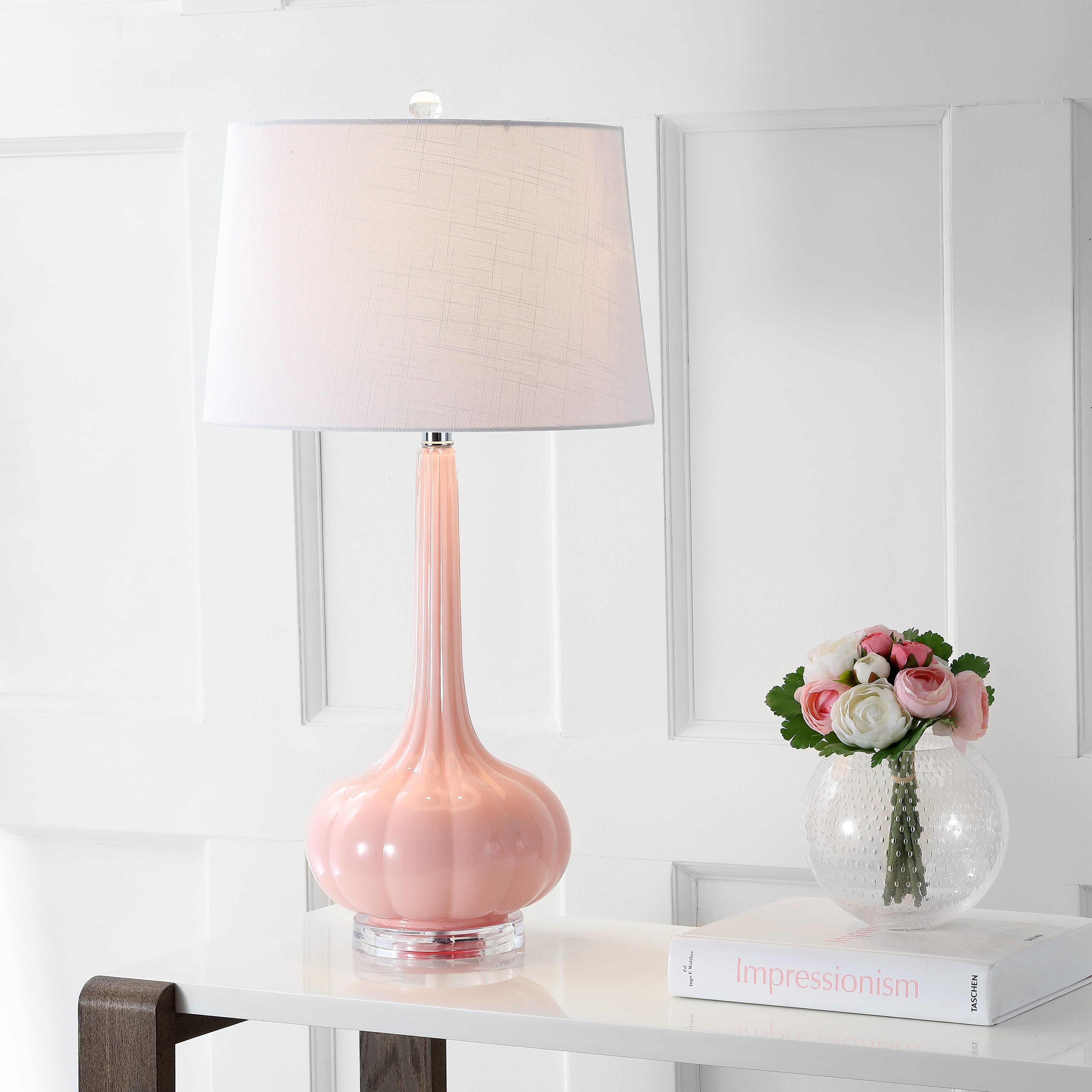 Lampe de table à LED Diamante 28,5 en verre rose (lot de 2) par JONATHAN Y
