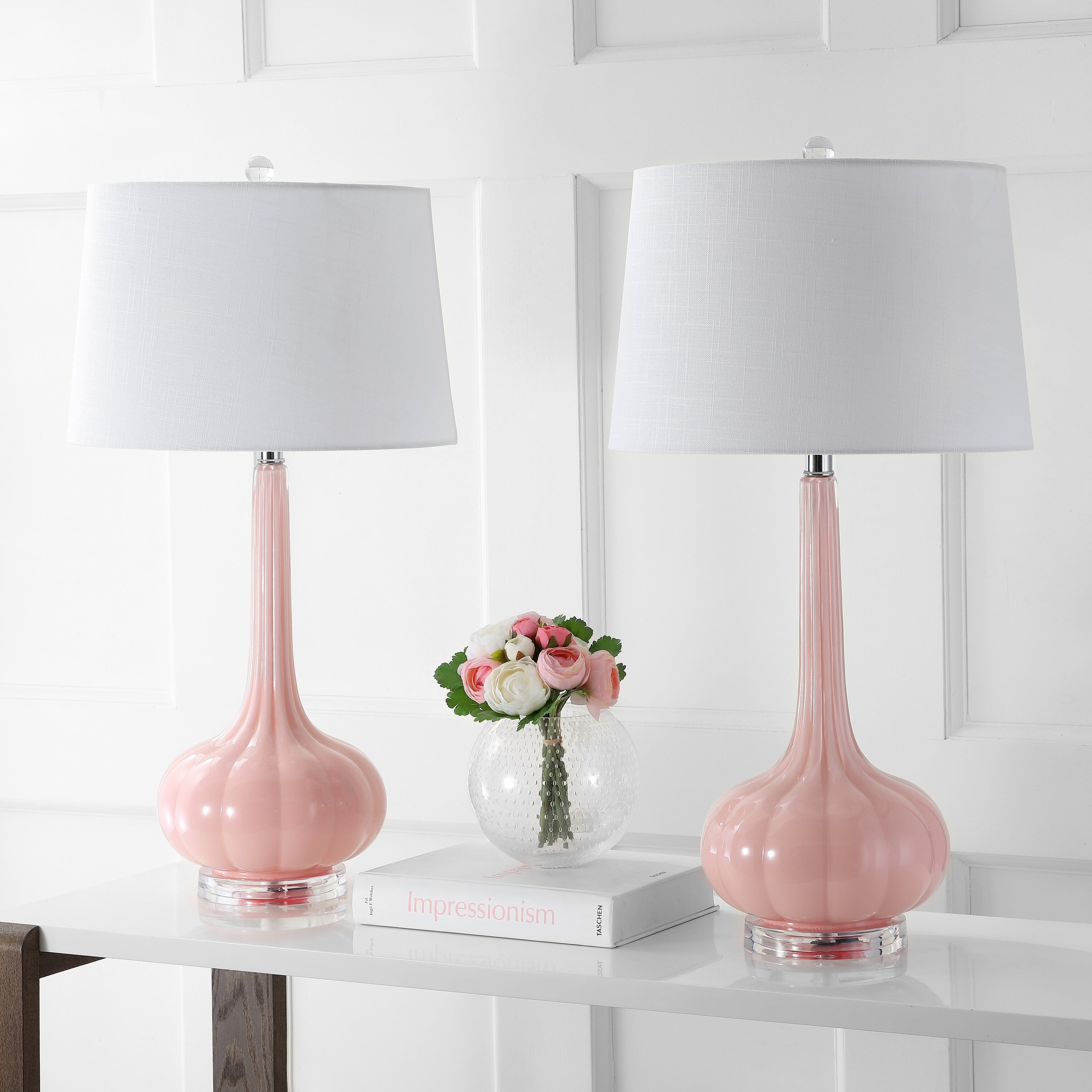 Lampe de table à LED Diamante 28,5 en verre rose (lot de 2) par JONATHAN Y