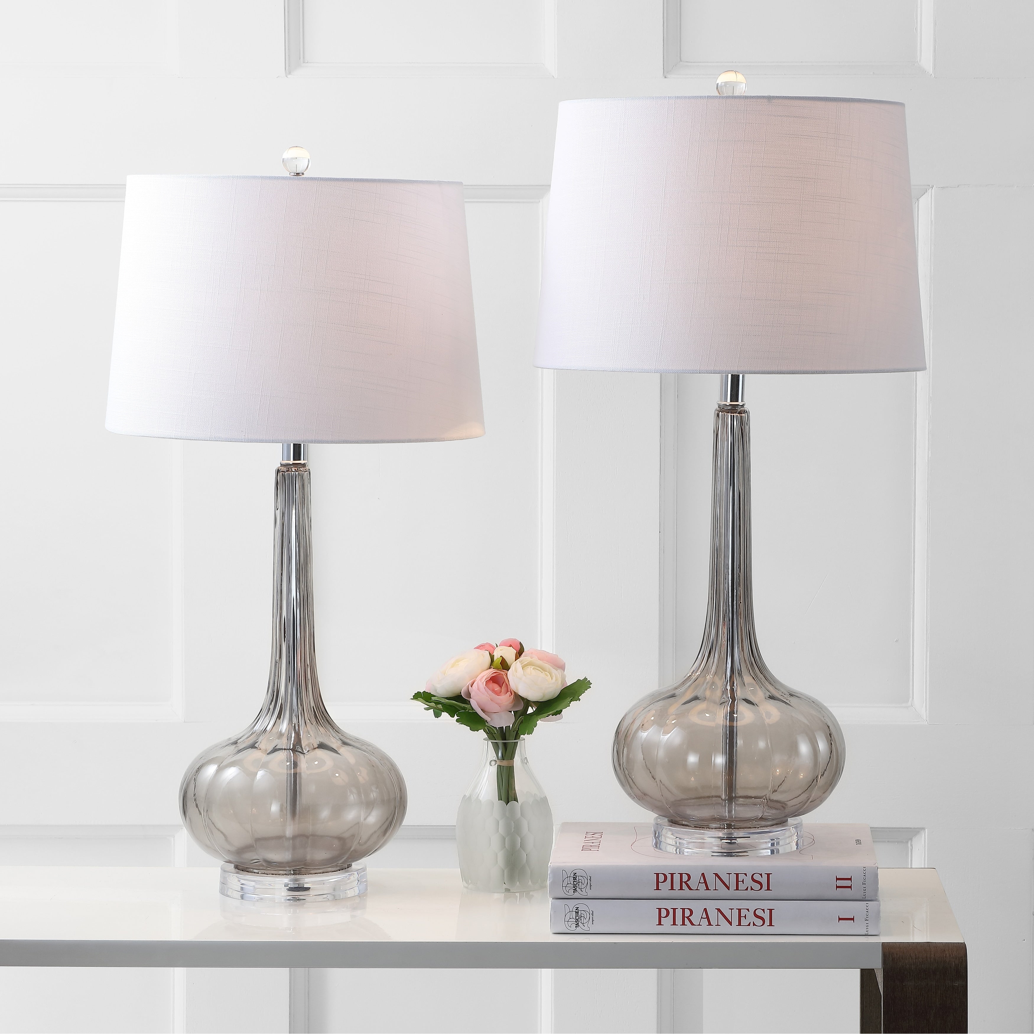 Lampe de table à LED Diamante 28,5 en verre rose (lot de 2) par JONATHAN Y