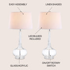 Lampe de table à LED Diamante 28,5 en verre rose (lot de 2) par JONATHAN Y