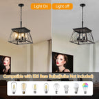 Lustre de style ferme à 4 lumières à intensité variable pour salle à manger, sans ampoule