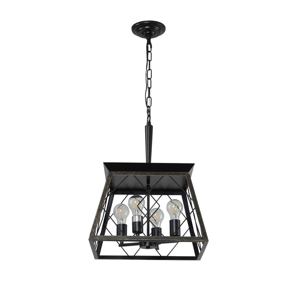 Lustre de style ferme à 4 lumières à intensité variable pour salle à manger, sans ampoule