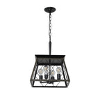 Lustre de style ferme à 4 lumières à intensité variable pour salle à manger, sans ampoule