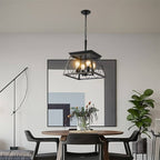 Lustre de style ferme à 4 lumières à intensité variable pour salle à manger, sans ampoule