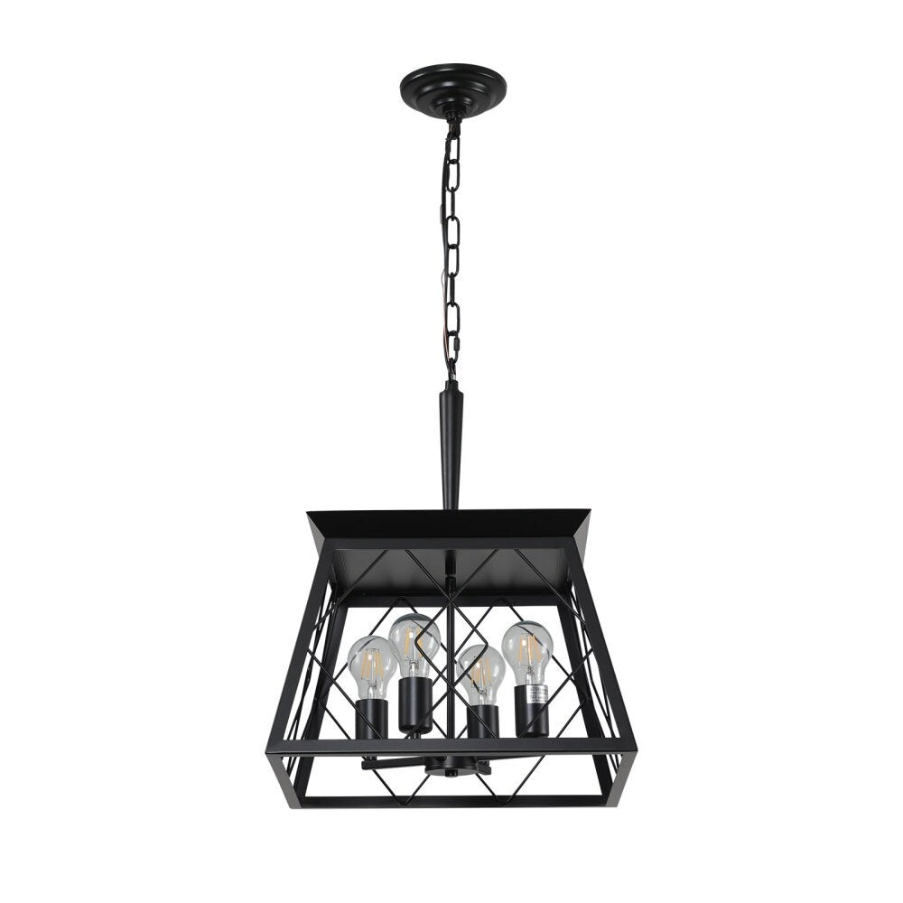 Lustre de style ferme à 4 lumières à intensité variable pour salle à manger, sans ampoule