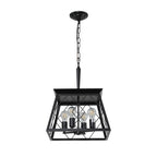 Lustre de style ferme à 4 lumières à intensité variable pour salle à manger, sans ampoule