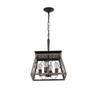 Lustre de style ferme à 4 lumières à intensité variable pour salle à manger, sans ampoule
