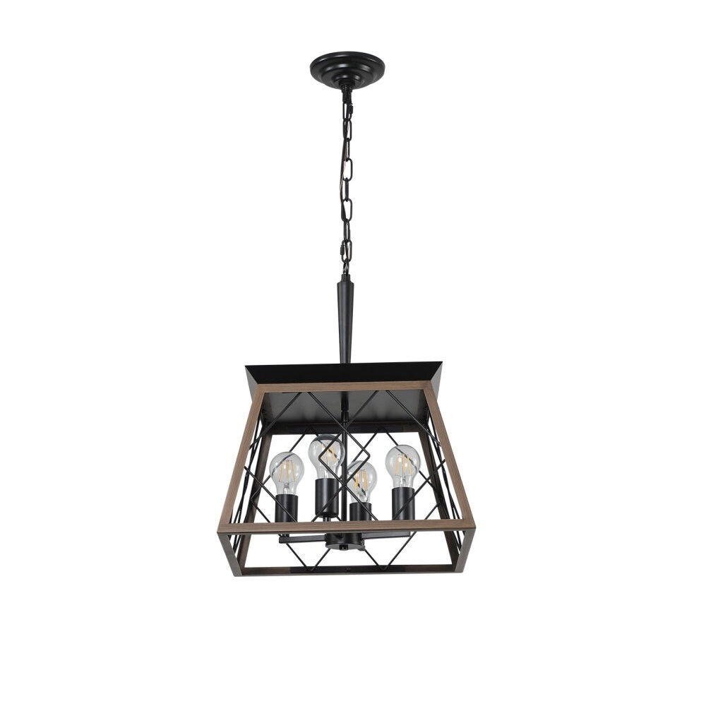 Lustre de style ferme à 4 lumières à intensité variable pour salle à manger, sans ampoule