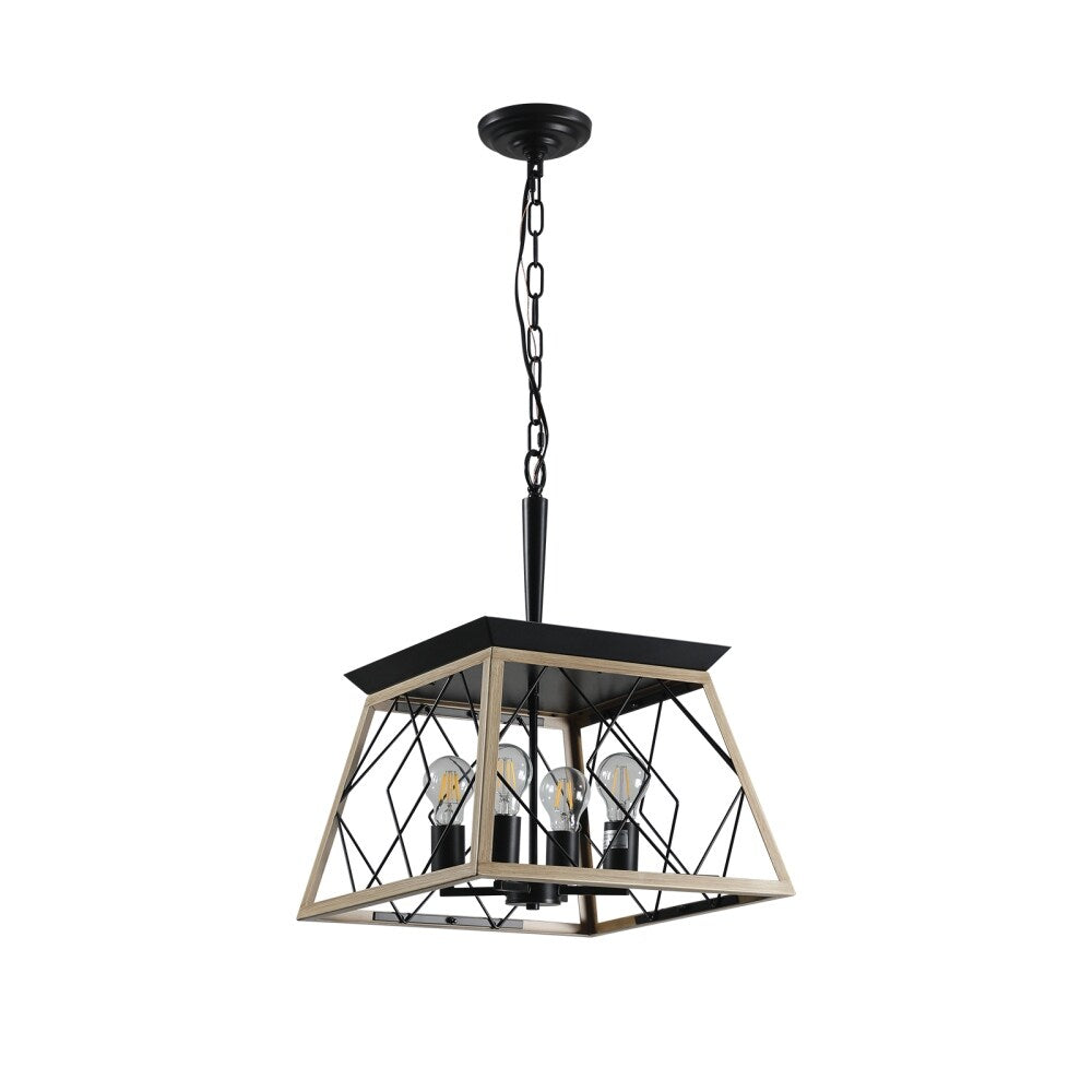 Lustre de style ferme à 4 lumières à intensité variable pour salle à manger, sans ampoule
