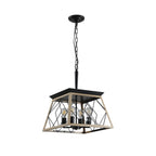 Lustre de style ferme à 4 lumières à intensité variable pour salle à manger, sans ampoule