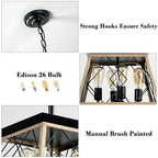 Lustre de style ferme à 4 lumières à intensité variable pour salle à manger, sans ampoule