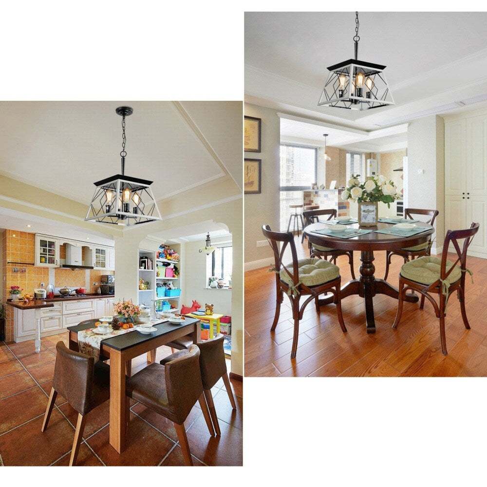 Lustre de style ferme à 4 lumières à intensité variable pour salle à manger, sans ampoule