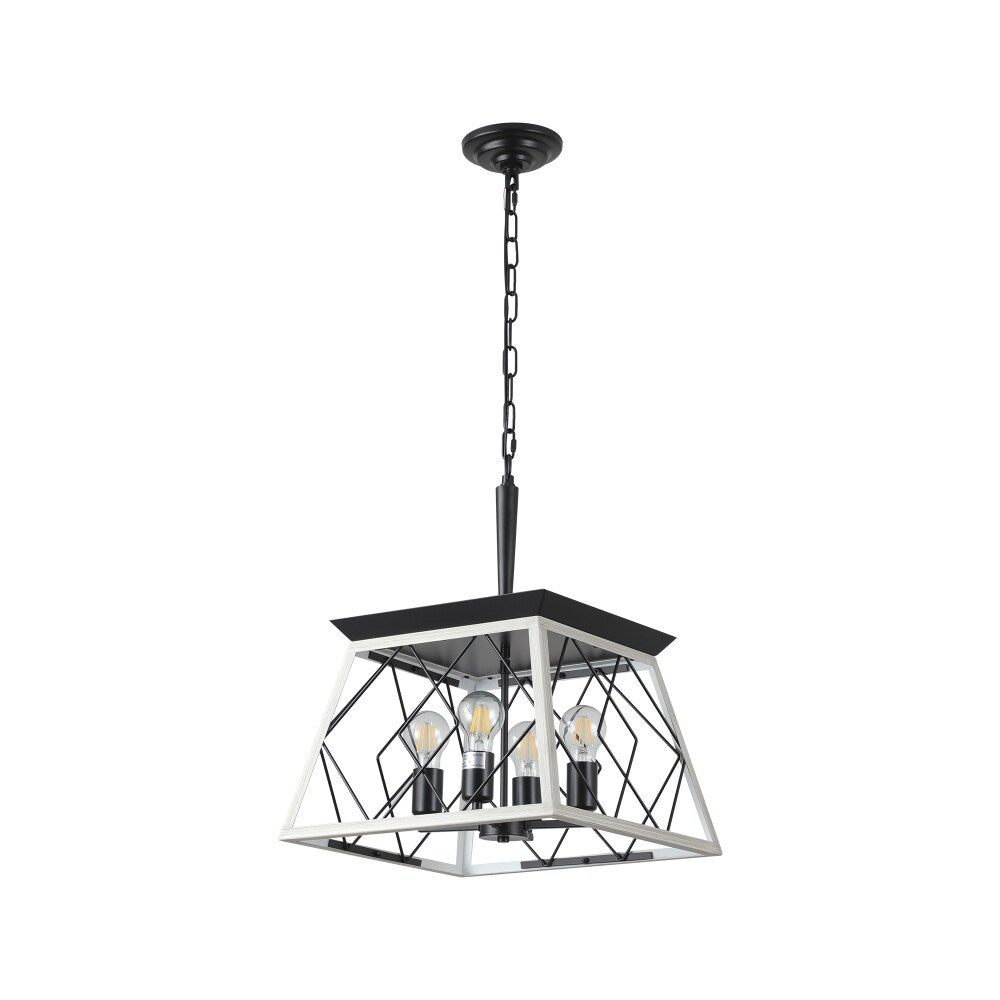 Lustre de style ferme à 4 lumières à intensité variable pour salle à manger, sans ampoule