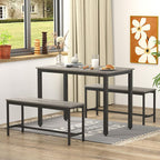 Ensemble table à manger, table de bar en bois, table de cuisine avec 2 bancs - 3 pièces