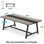 Table à manger rectangulaire en bois pour 8 personnes, 180 cm