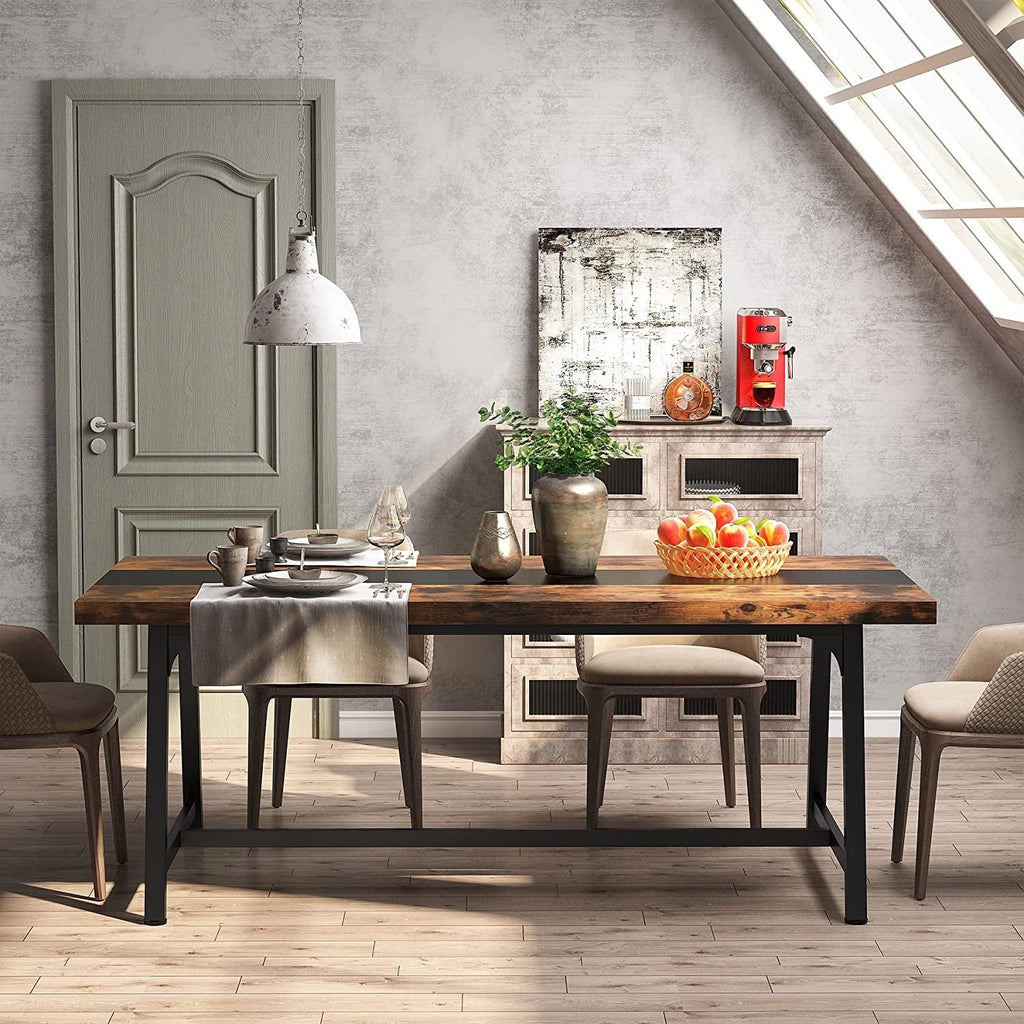 Table à manger rectangulaire en bois pour 8 personnes, 180 cm