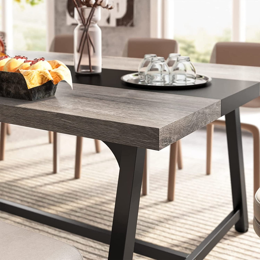 Table à manger rectangulaire en bois pour 8 personnes, 180 cm