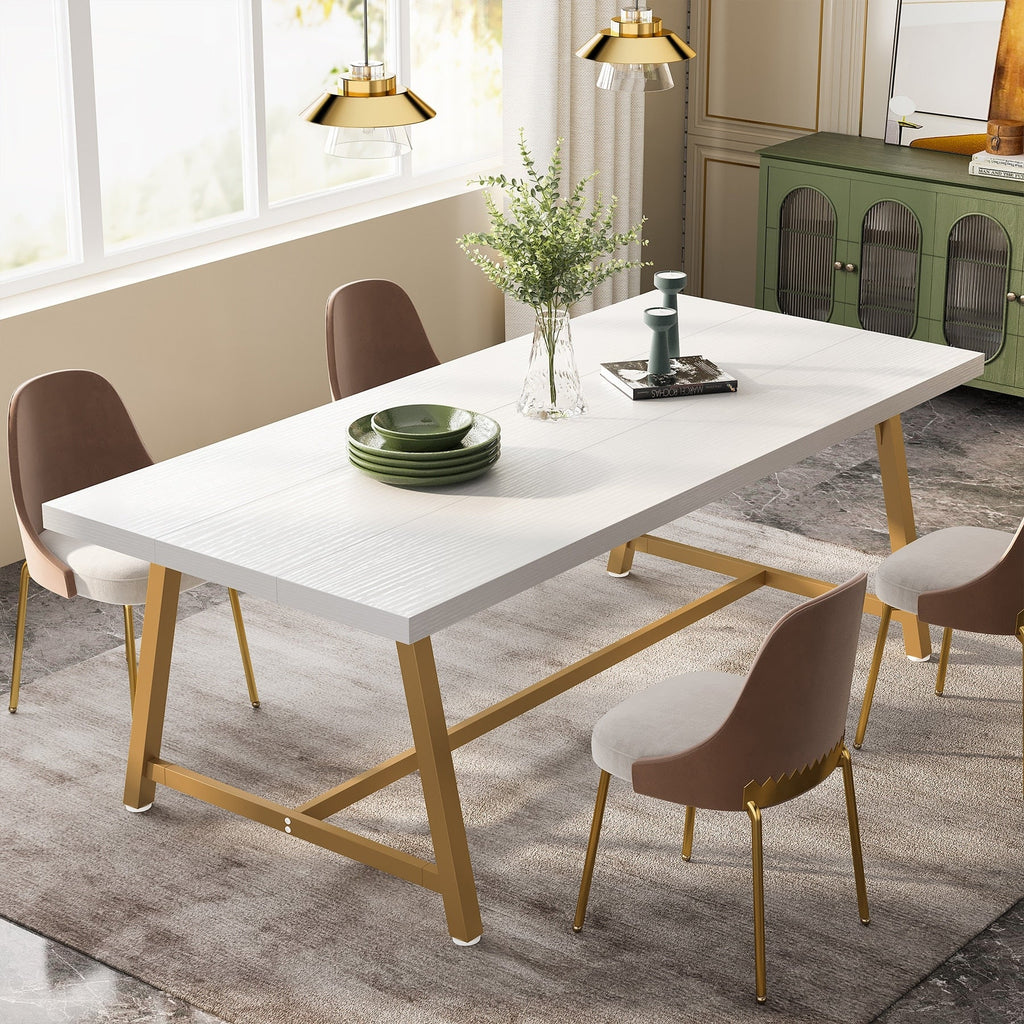 Table à manger rectangulaire en bois pour 8 personnes, 180 cm