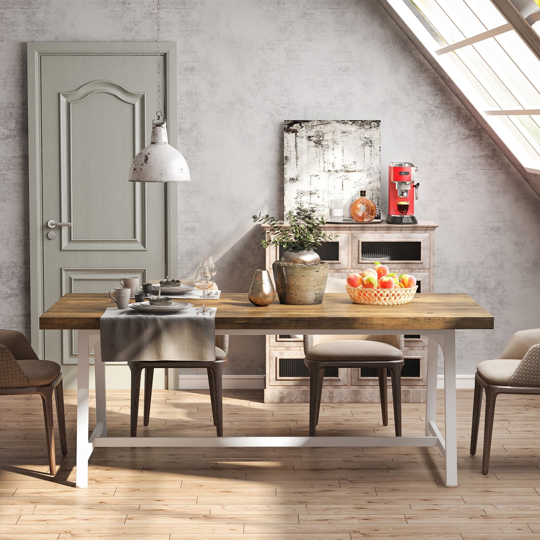 Table à manger rectangulaire en bois pour 8 personnes, 180 cm
