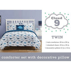 Parure de lit en microfibre douce à motif dinosaure Chambray bleu marine/bleu/gris