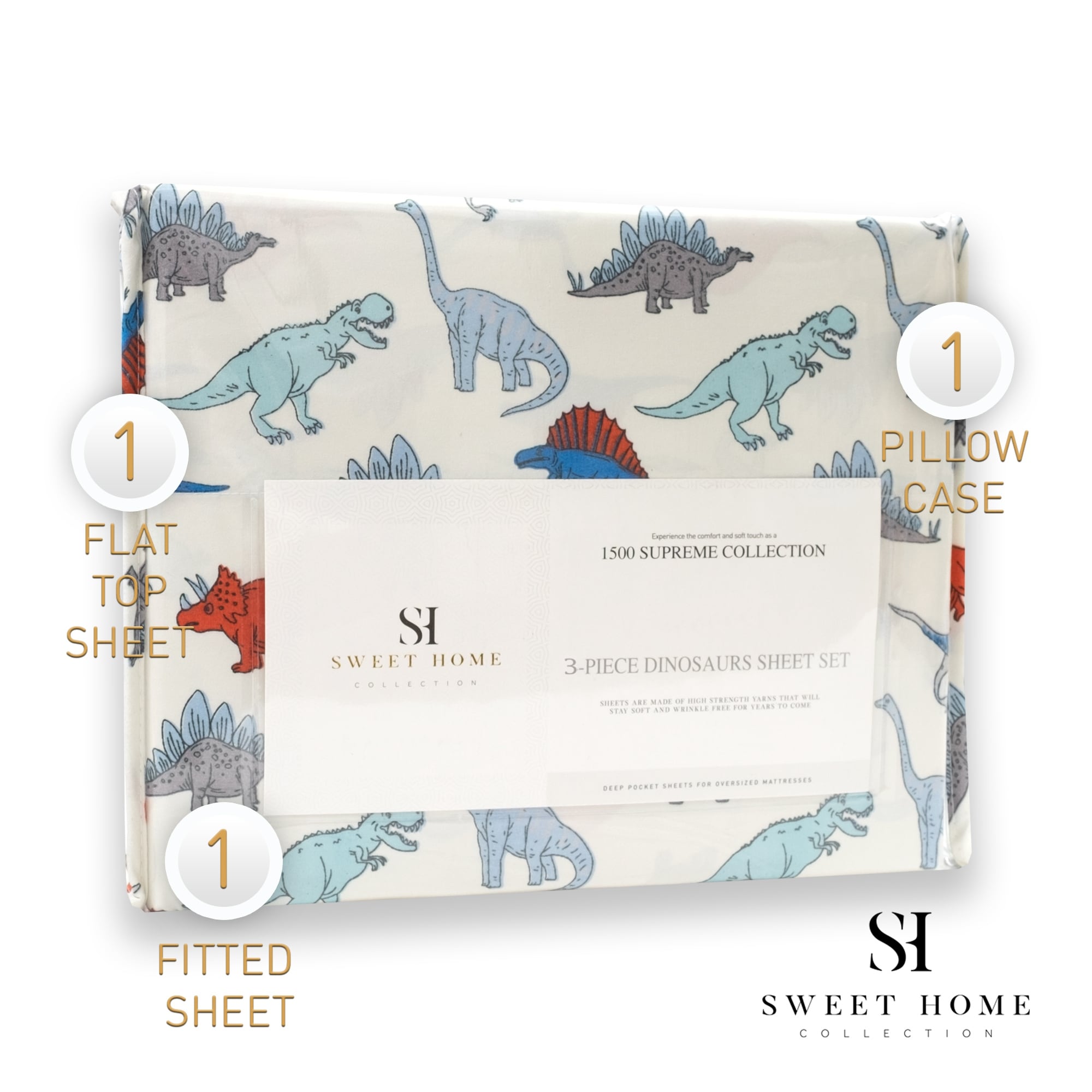 Parure de draps Dinosaures de Sweet Home Collection