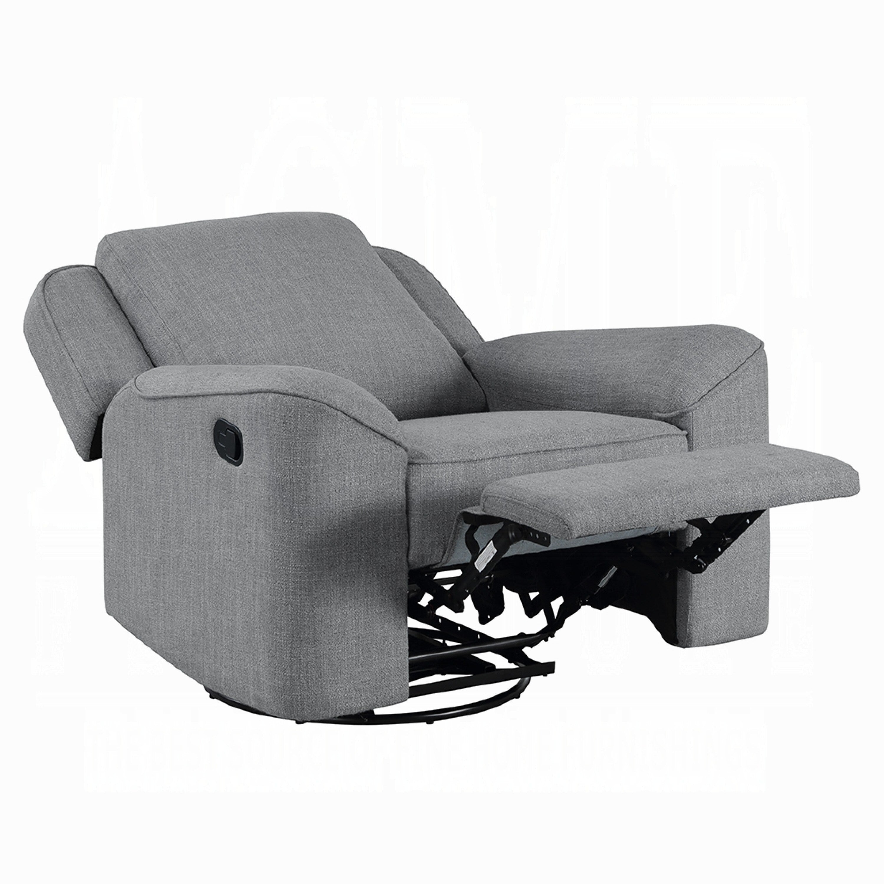 Fauteuil inclinable manuel Diny, pivotant, tissu en lin gris doux