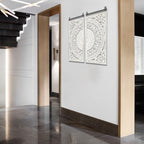 Décoration murale en bois blanc ivoire vieilli avec des touches de noir (lot de 2)