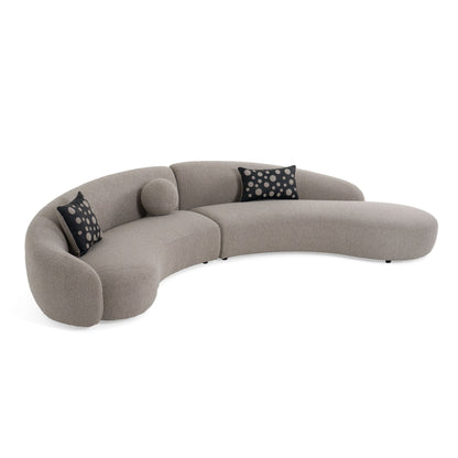 Canapé sectionnel incurvé en tissu gris et noir Divani Casa Allis Glam