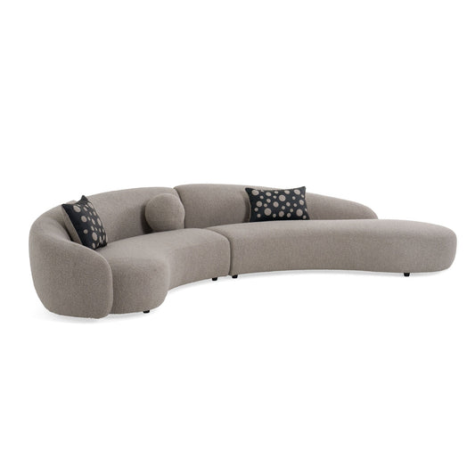 Canapé sectionnel incurvé en tissu gris et noir Divani Casa Allis Glam