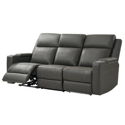 Canapé inclinable électrique Dolores 82,5 pouces de large en cuir véritable avec rangement et porte-gobelet par HULALA HOME