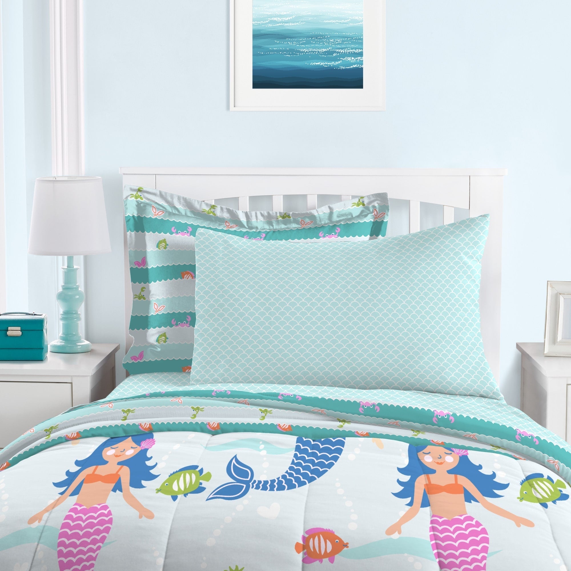 Dream Factory Mermaid Dreams Parure de lit 7 pièces avec draps