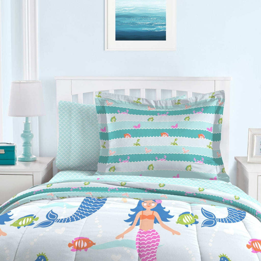 Dream Factory Mermaid Dreams Parure de lit 7 pièces avec draps