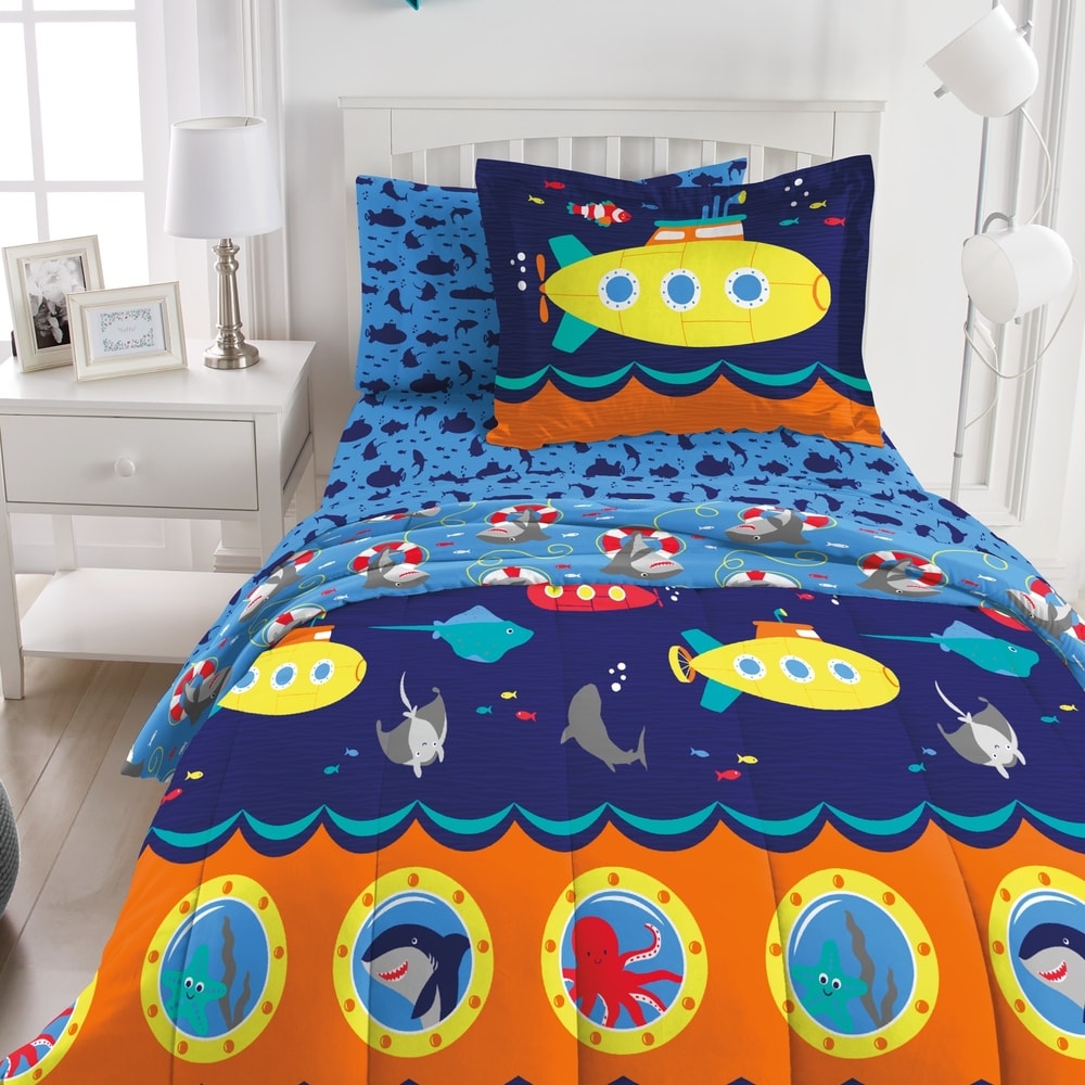 Parure de lit en microfibre Dream Factory Submarine avec draps