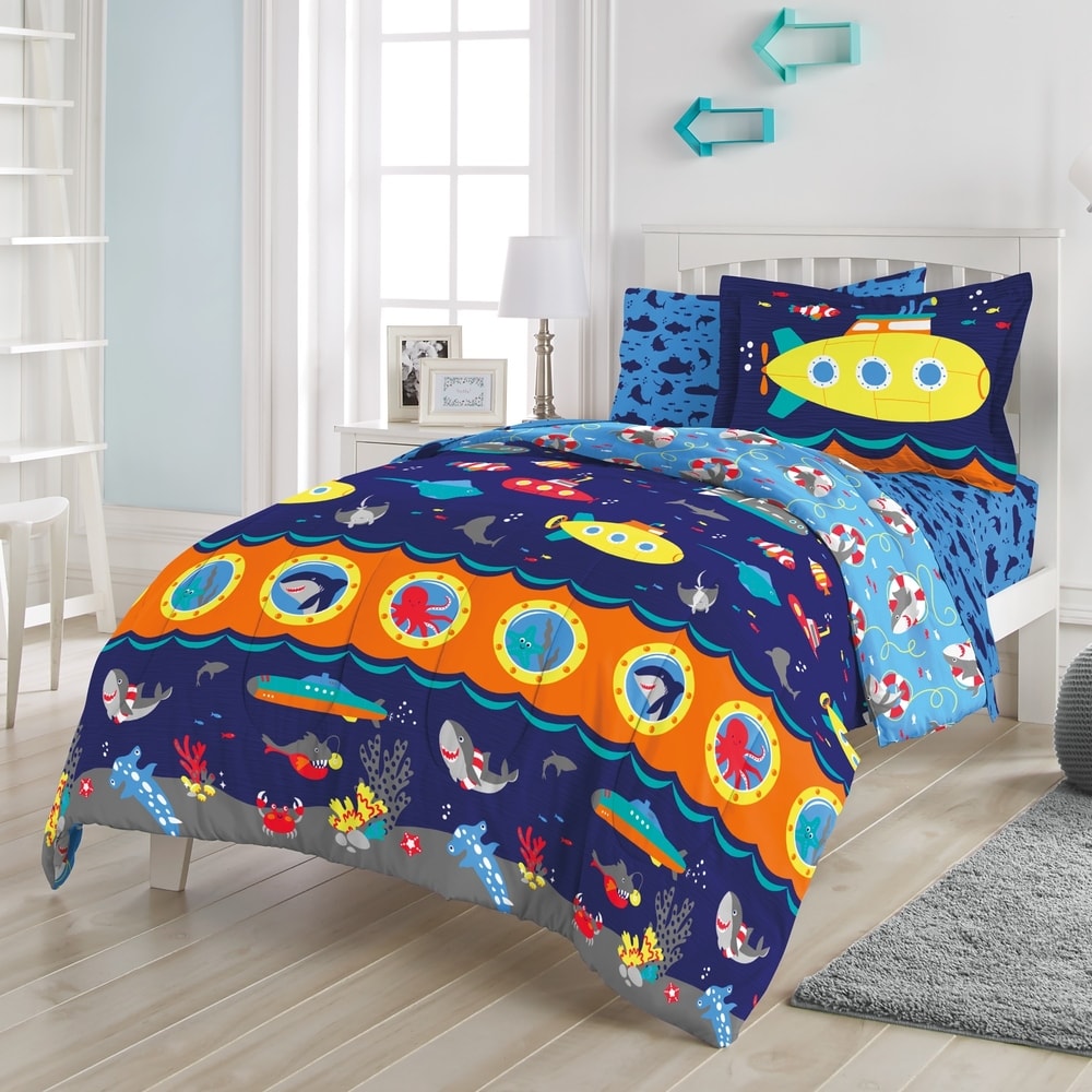 Parure de lit en microfibre Dream Factory Submarine avec draps