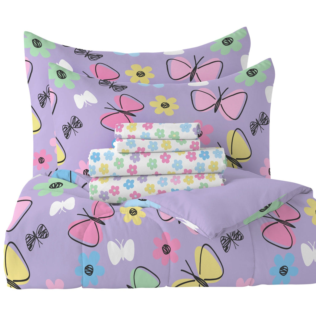 Parure de lit 7 pièces Dream Factory Sweet Butterfly avec draps