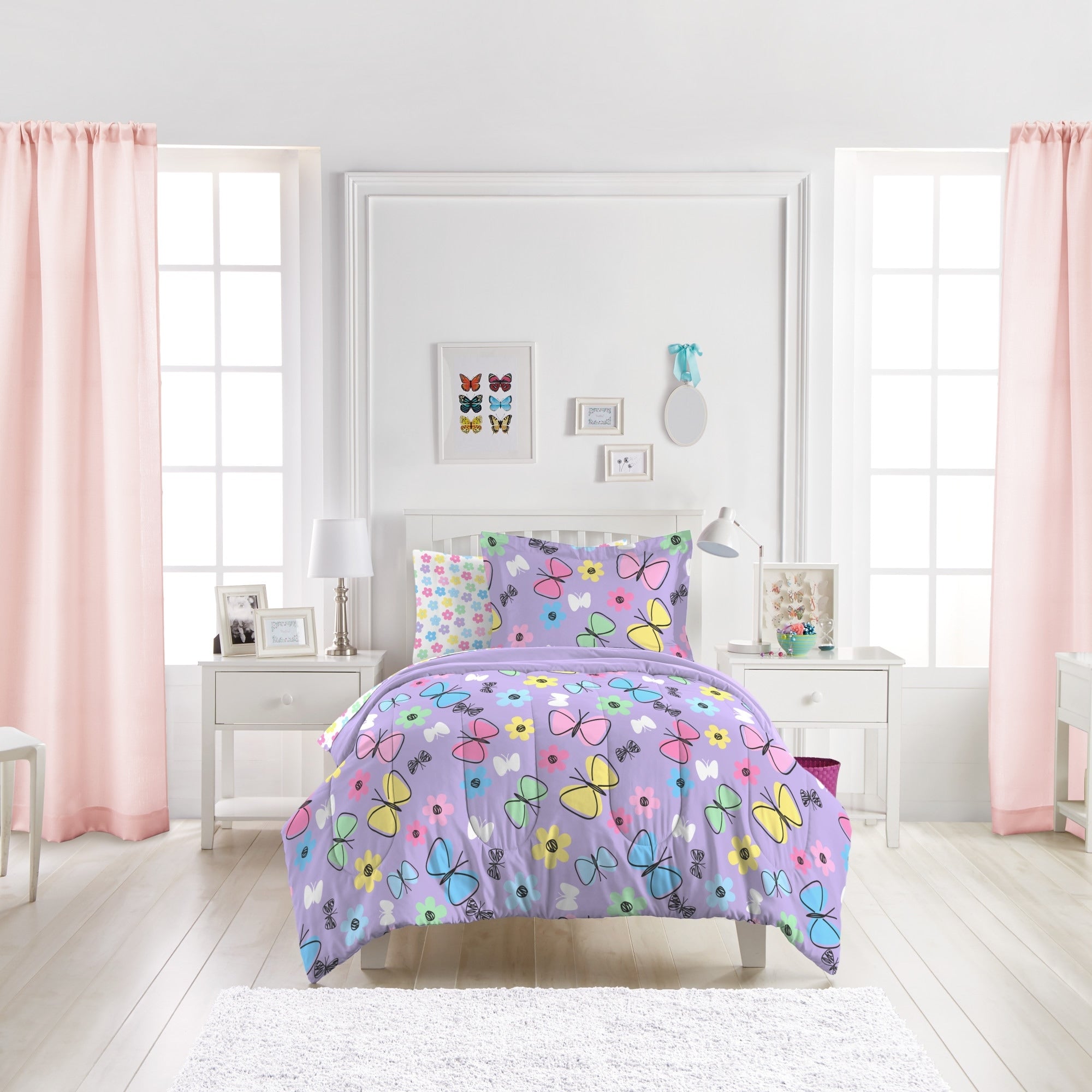 Parure de lit 7 pièces Dream Factory Sweet Butterfly avec draps